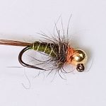 tgn jig olive phst org euro nymph frenchie (PRICE FOR 12 FLIES)