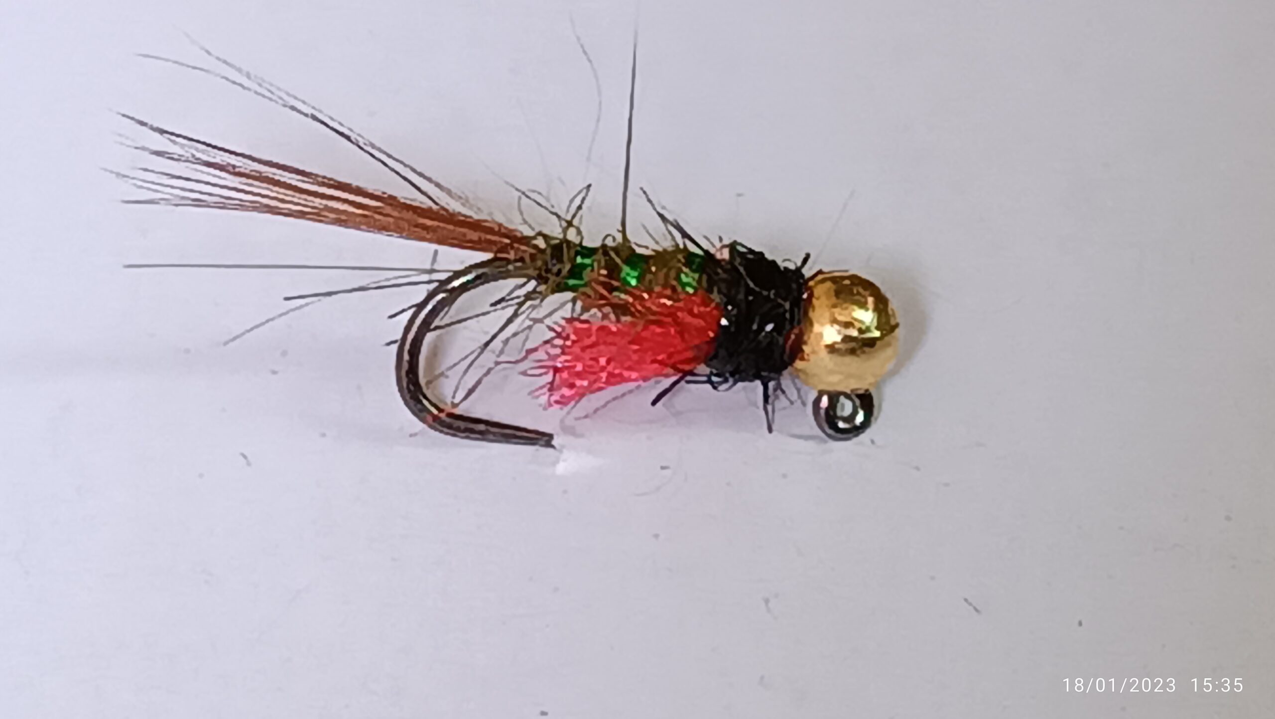 IMG_20230118_153522-scaled-1.jpg tgn jig olive hares ear black lite thorax red neck euro nymph frenchie(prices for 12 flies) - Image 1