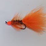 black and orange egg sucking leech  fly with Salmon single hooks (price for 12 flies)