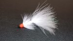 White  egg sucking leech  fly tied with single Salmon hooks  (price for 12 flies)