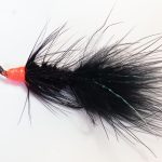 black  egg sucking leech fly tied with single   Salmon hooks (price for 12 flies)