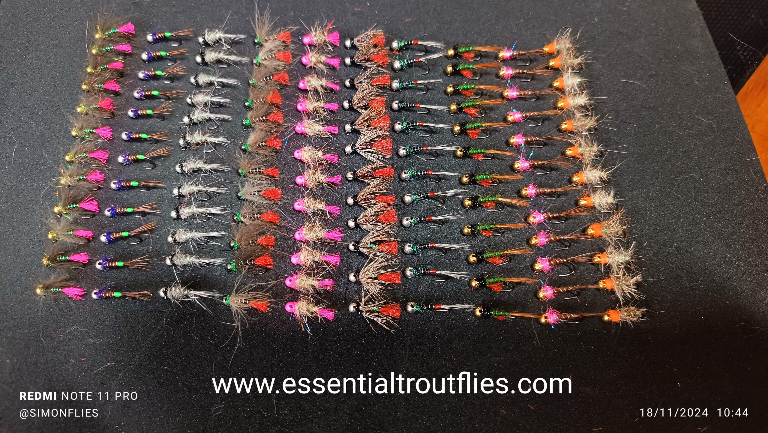 IMG_20241118_131619-scaled-1.jpg ASSORTED EURO NYMPHS PATTERNS FLIES TIED ON HEAVY TUNGSTEN AND BARBBLES JIG HOOKS 2024C (PRICES FOR 120 FLIES) - Image 1