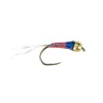 Tgn  euro nymph perdigon peary red/ blue throat frenchie(PRICE FOR 12 FLIES)