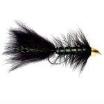 FLASHBACK CRYTAL WOOLLY BUGGER BLACK CONEHEAD STREAMER (PRICE FOR 12 PICES)