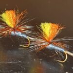 ADAMS INDICATOR  PARACHUTE YELLOW AND ORANGE  DRY BARBED READY TO SHIP ( PRICE FOR 12 PIECES)