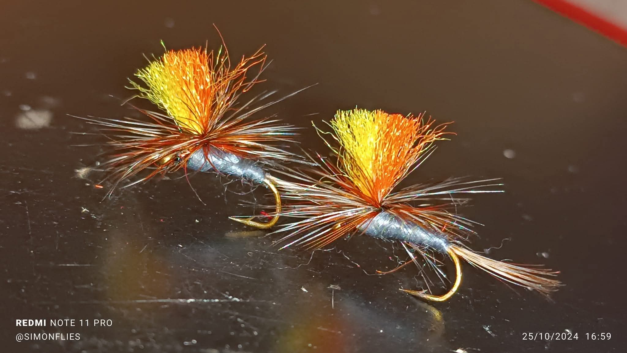 FB_IMG_1785862135993 ADAMS INDICATOR PARACHUTE YELLOW AND ORANGE DRY BARBED READY TO SHIP ( PRICE FOR 12 PIECES) - Image 1