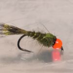 Orange  olive Hares ear  nymph fly READ TO SHIP (price for 12 piecs)